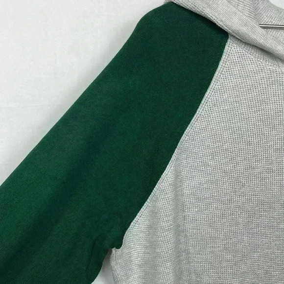 Evolution Womens Hoodie XXL Forest Green Gray Waffle Knit Pullover Hi-Lo Hem New - Picture 6 of 13